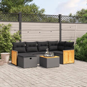 LAPOOH 3265738 - Set da pranzo da giardino in rattan sintetico nero, set tavolo e sedie da giardino, tavolo da terrazza e sedie, set da giardino, mobili da giardino
