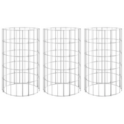 Fioriere | Cassetta per fiori | Vaso Gabbione Circolare 3 pz in Acciaio Zincato ?30x50 cm