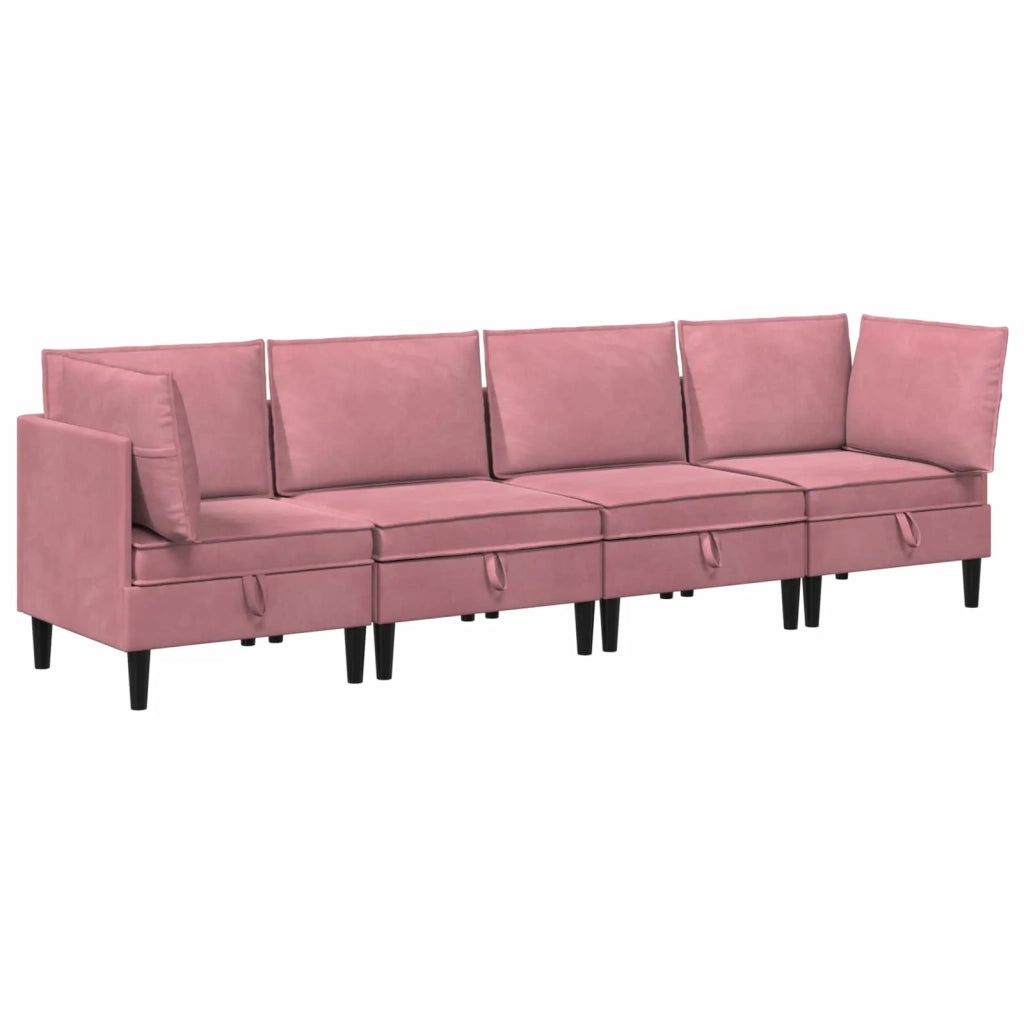 Set di mobili per il soggiorno con cuscino 4 pcs Rosa Velluto 3413744