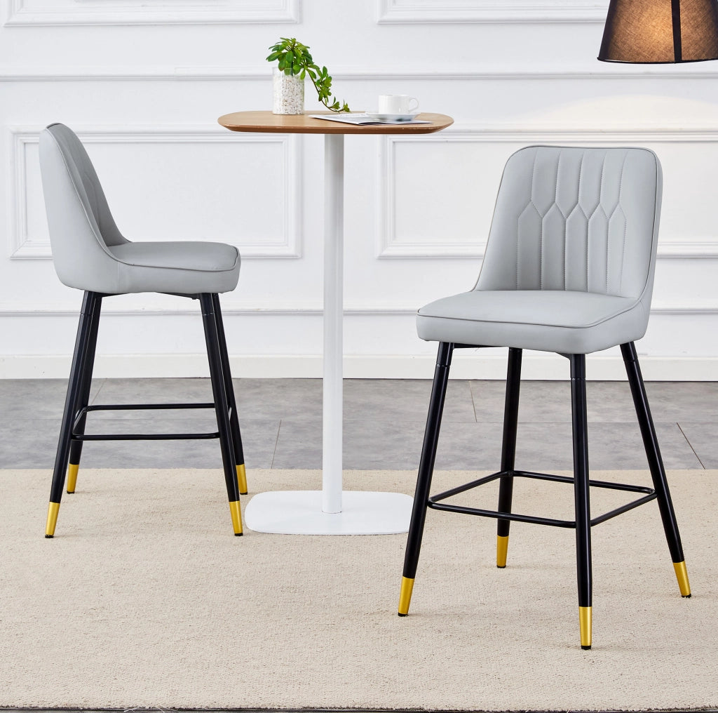Set di 2 sgabelli alti 100 cm in PU grigio chiaro