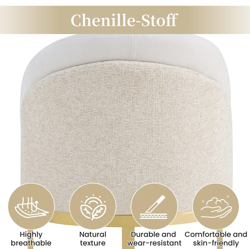 Set 2 sedie da pranzo in ciniglia beige e oro