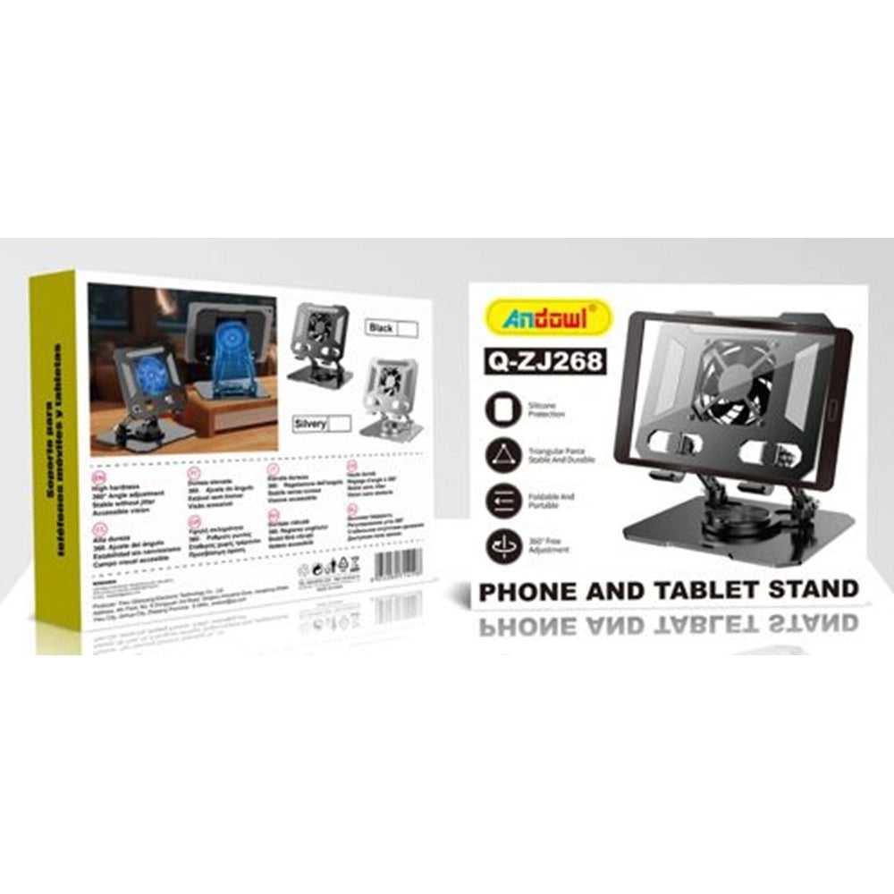 Trade Shop - Supporto Regolabile Per Smartphone Tablet Con Ventola Raffreddamento Rotazione 360° Q-zj268 -
