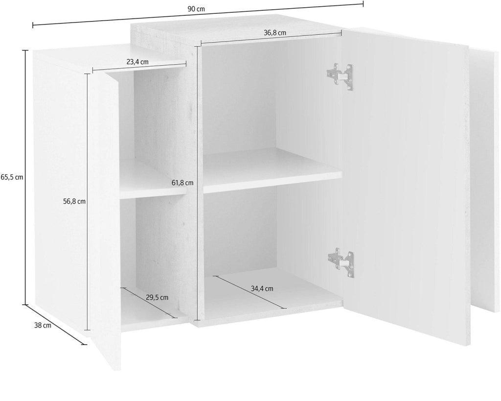 Pensile 3 Ante 90x38x65,5 cm Coro Bianco Lucido e Ardesia