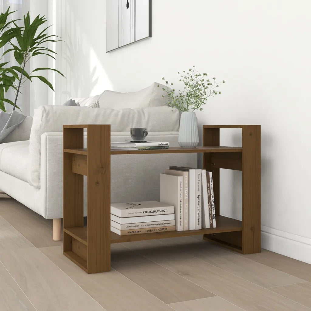 Libreria Divisorio-Scaffale per Libri-Mobile di Stoccaggio Ambrato 80x35x56,5 cm Legno Massello di Pino
