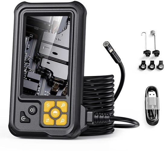 Endoscopio 1080P HD - Camera di ispezione con illuminazione - Schermo LCD da 4,3 pollici - IP67 Resistente all'acqua - Doppia lente - Estensore da 10 m