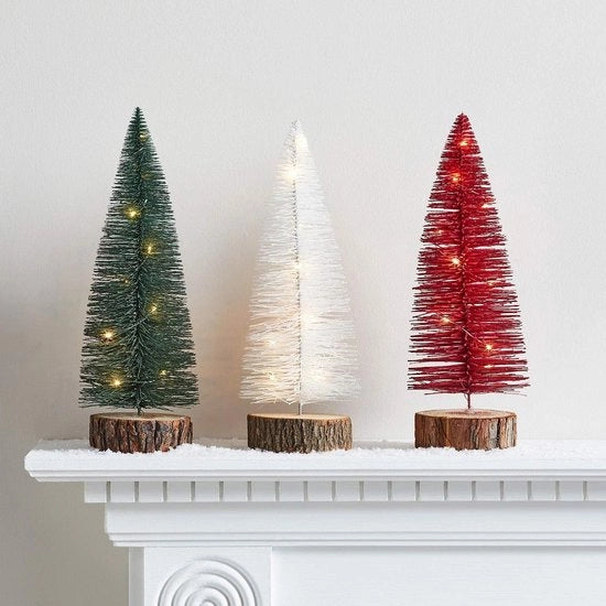 Set di 3 mini alberi di Natale preilluminati 12 pollici con LED batterie esaurite
