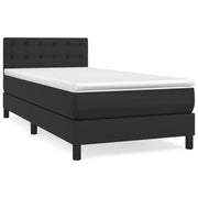 Letto singolo | Letto per adulti | Giroletto a Molle con Materasso Nero 90x200 cm in Similpelle