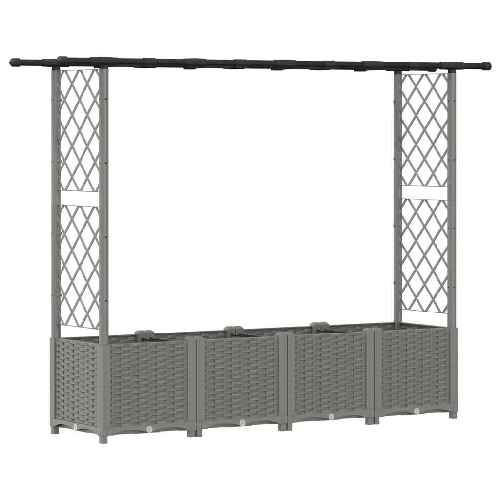 Letto Rialzato con Griglia e Tetto Grigio Chiaro PP 42032592
