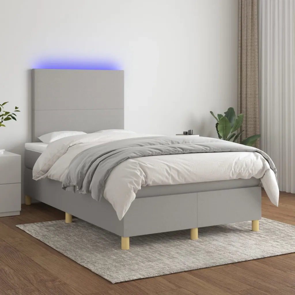 Letto a Molle Materasso e LED Grigio Chiaro 120x200 cm Tessuto 3135261