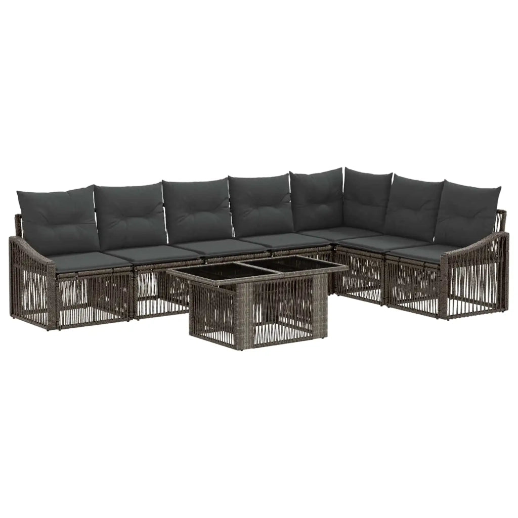 Set Divano da Giardino 8 pz Grigio e Grigio Scuro polyrattan 3437255