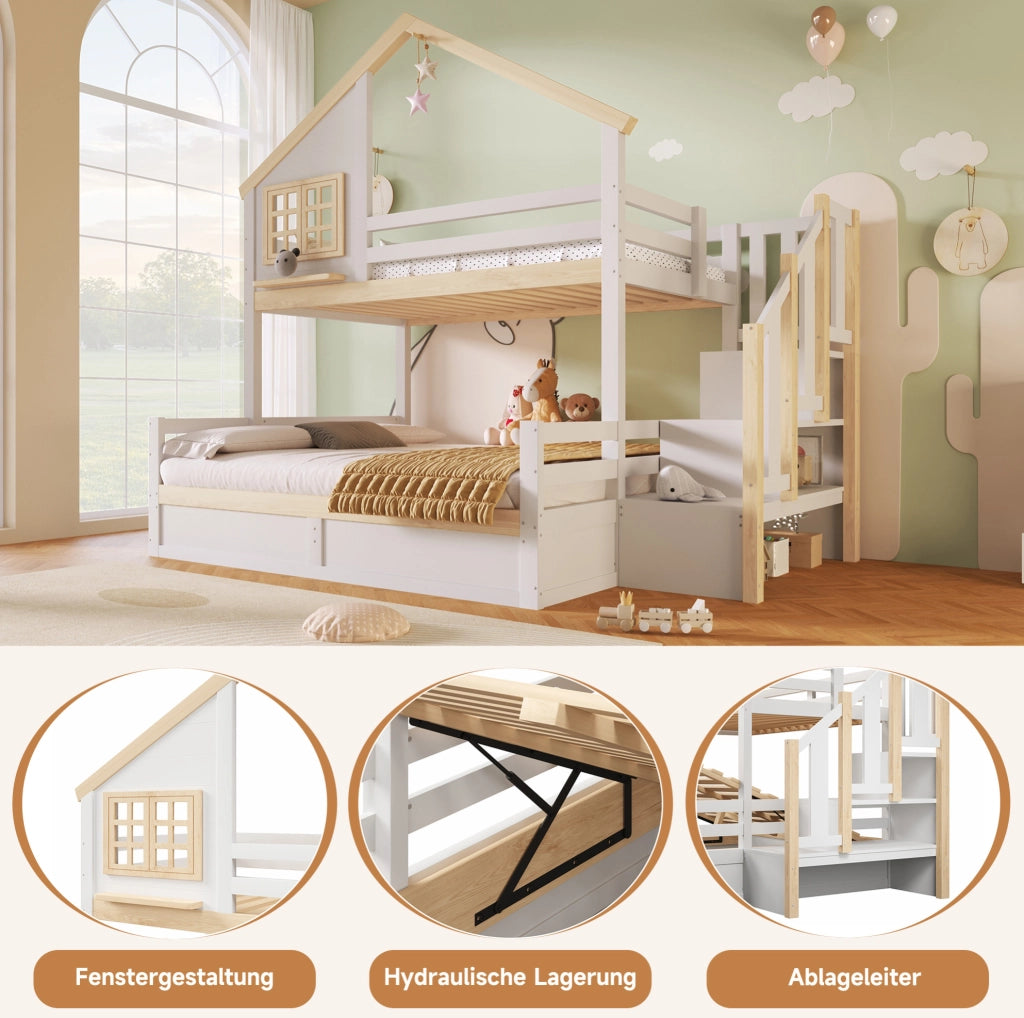 Letto a castello 90x200/140x200 cm con vano idraulico