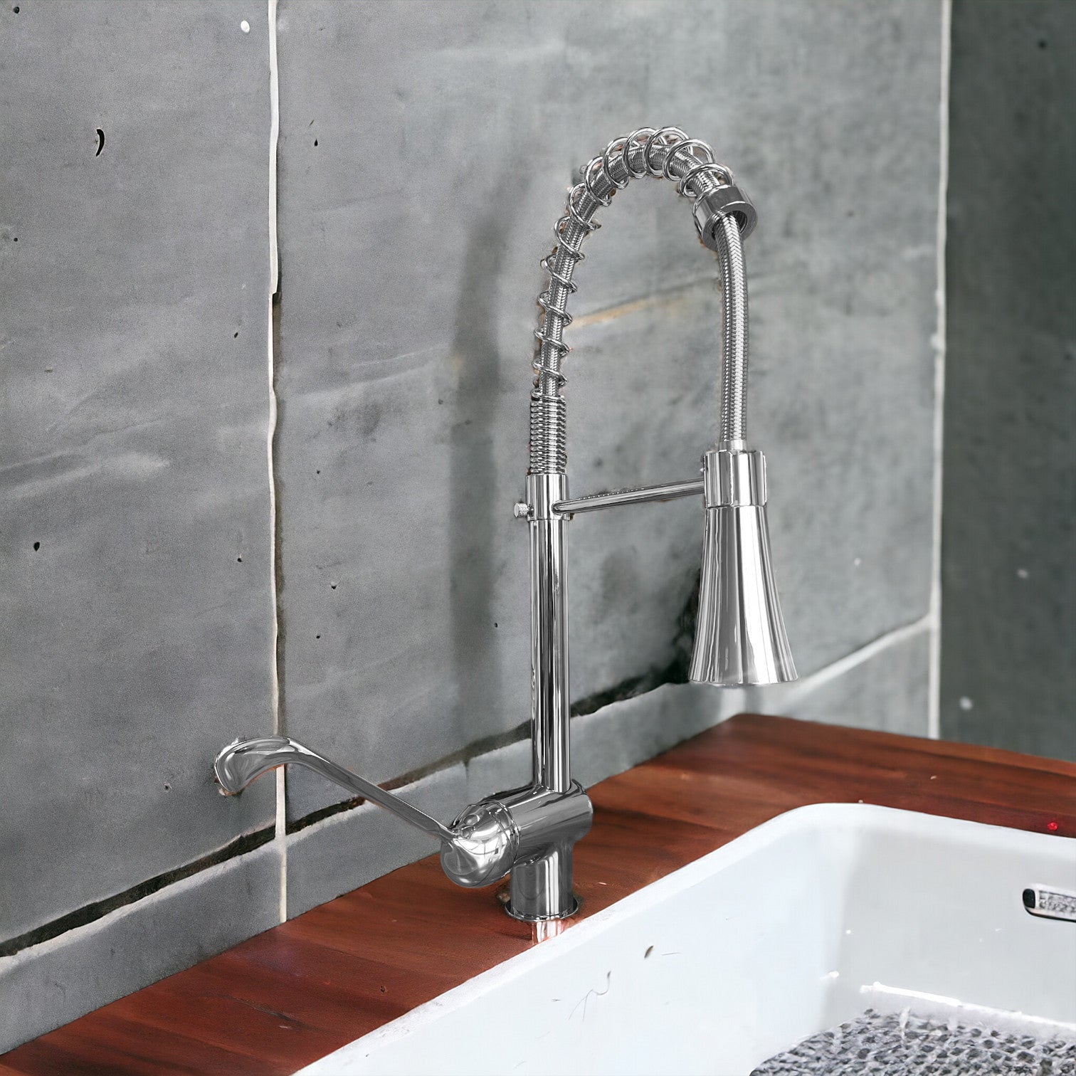 Rubinetto miscelatore estrabile con leva clinica e doccetta multigetto