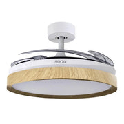Ventilatore da soffitto 105cm con pale retrattili, motore DC 30W, 6 velocità, luce LED 40W, telecomando - SOGO