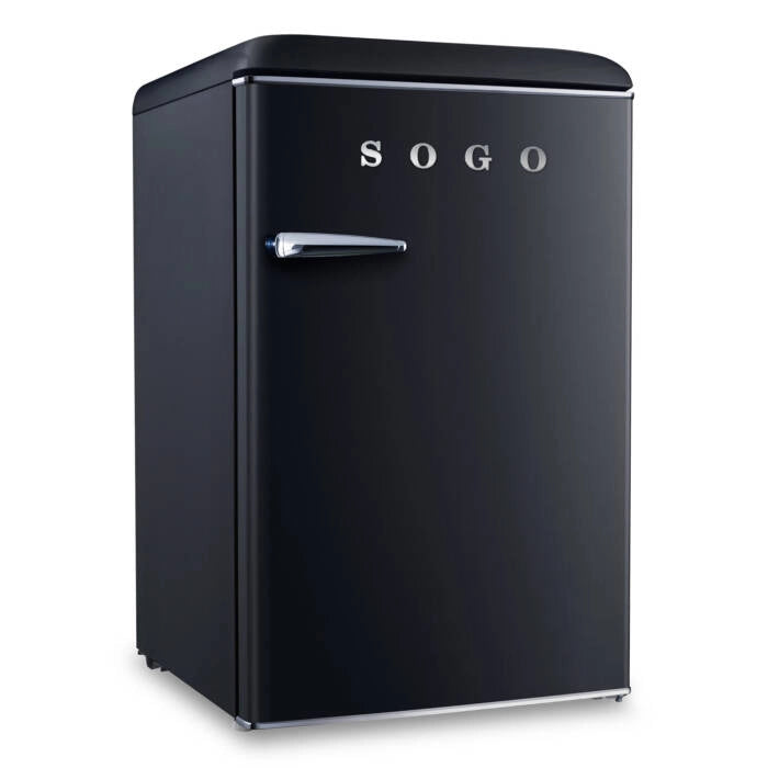 Frigorifero compatto con congelatore 110L stile retrò nero, freezer 18L e controllo temperatura per casa e ufficio - Sogo