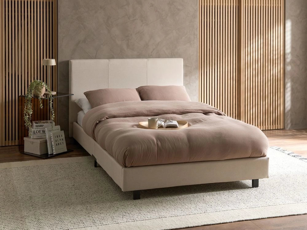 Letto con testiera piccola 120 x 200 cm in tessuto beige design moderno