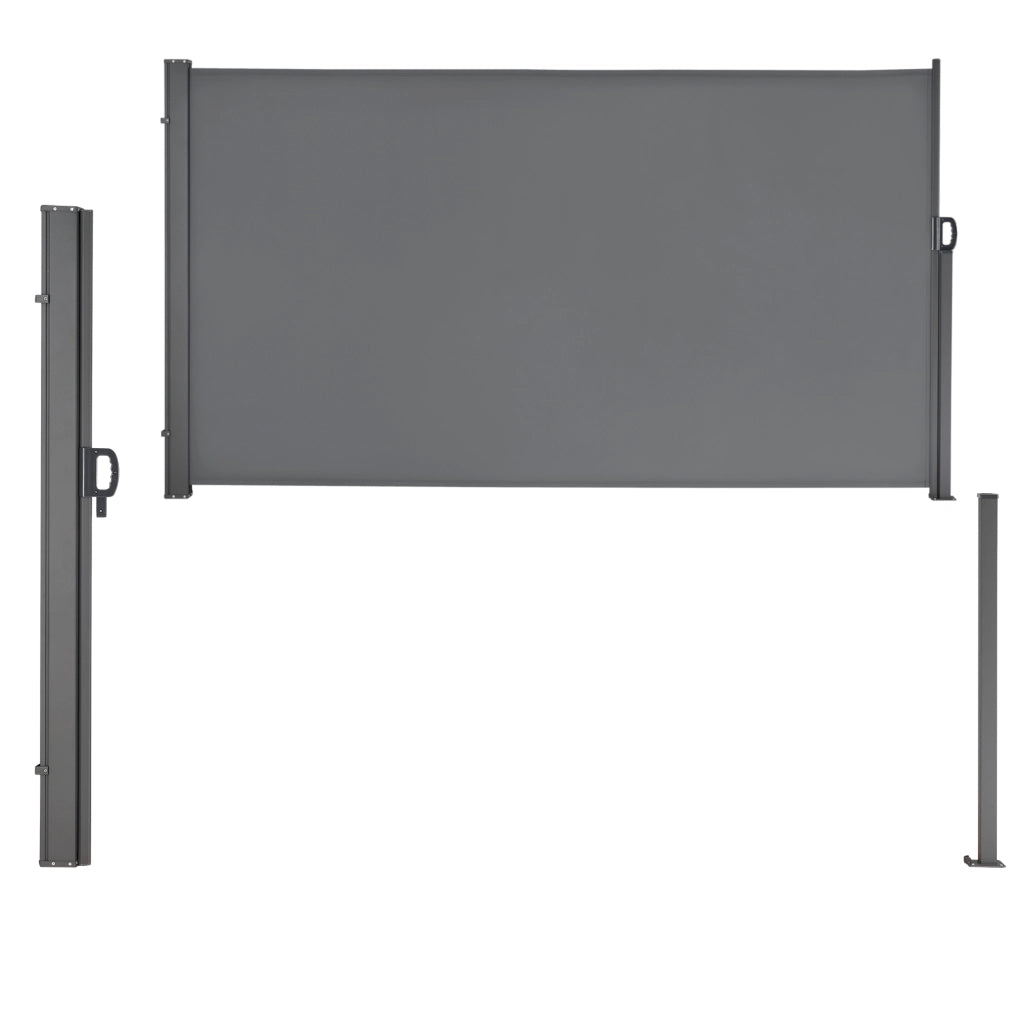Paravento Estraibile Mulhacén Schermo Solare Verticale Barriera Privacy 160x300 cm Grigio Medio pro.tec