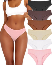 Set di slip di cotone aderente per donne - 6 pezzi - comodo e traspirante - misure S-XL