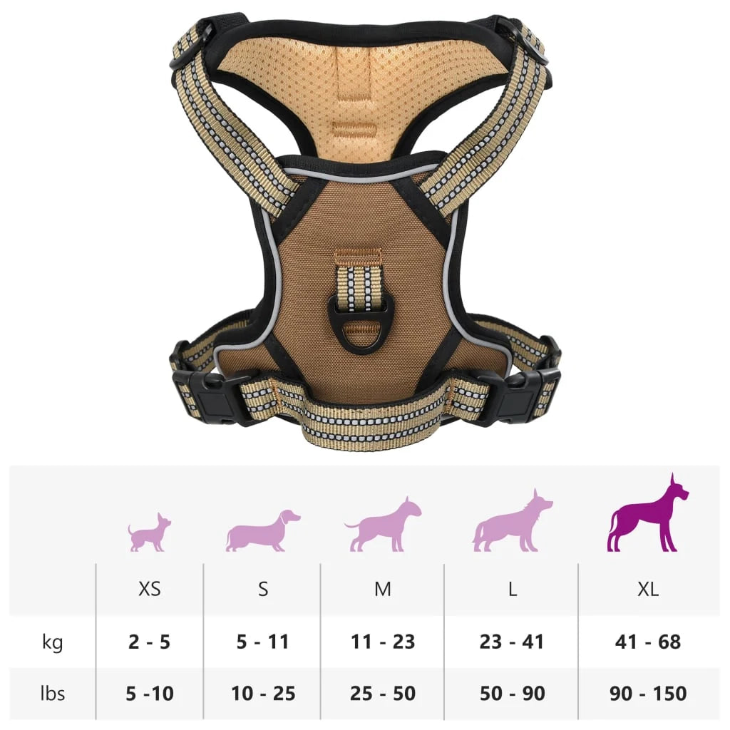 Pettorina regolabile per cani con strisce riflettenti x L Marrone 02_0042345