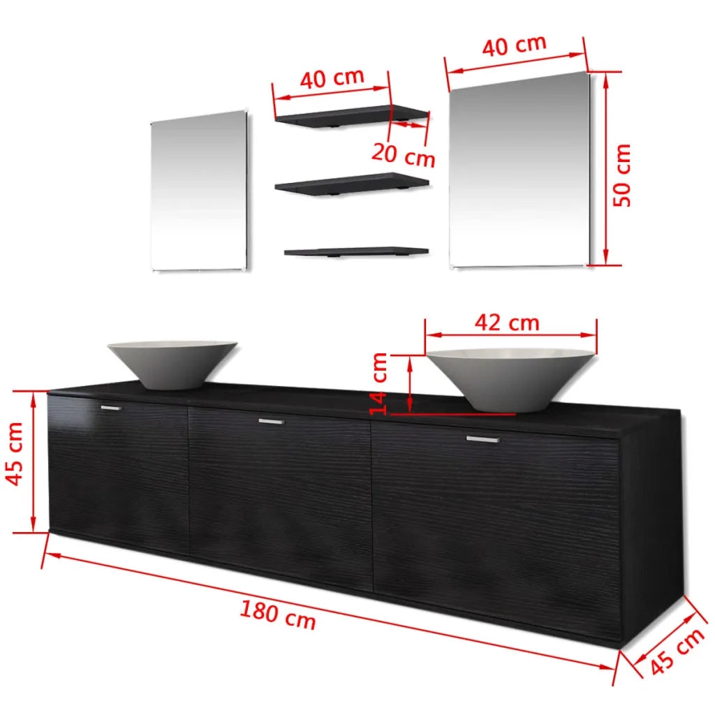 Set Mobili da Bagno con Lavabo 8 pz Nero 272233