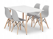 Valora YURO Tavolo Rettangolare 120x80 Bianco + 4 Sedie OSAKA Grigie
