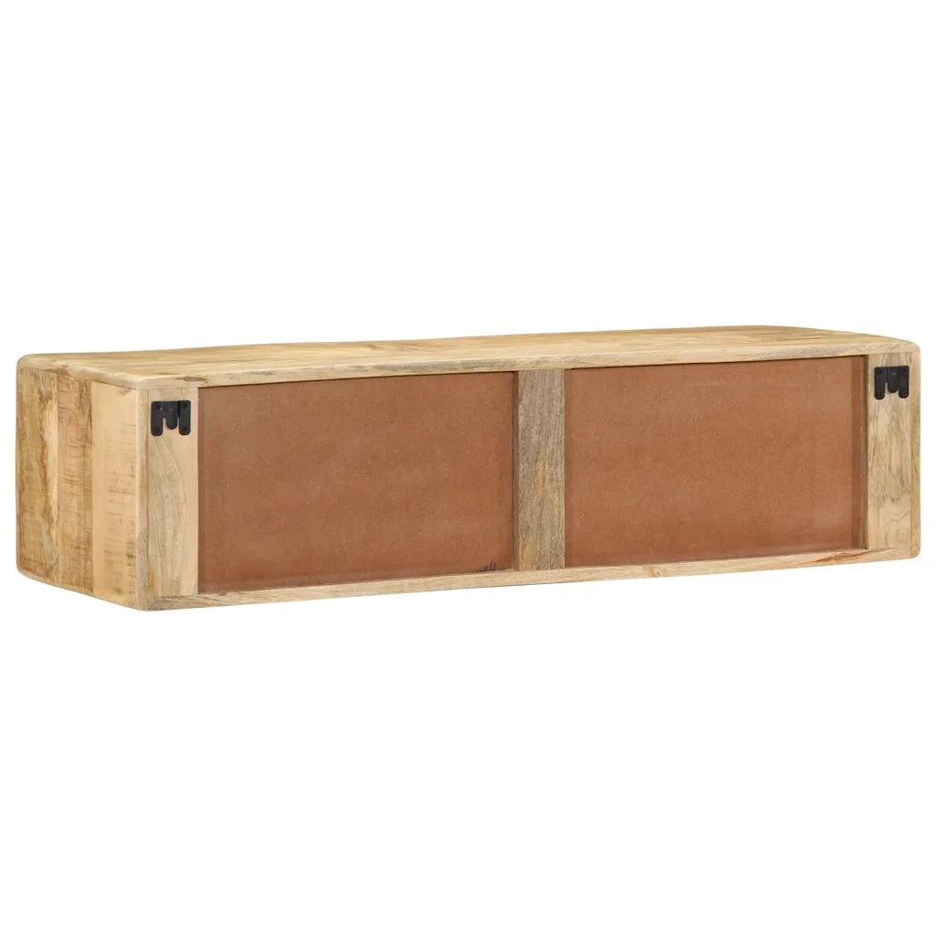 Mobile TV a Parete 100x32x25 cm Legno Grezzo Massello di Mango