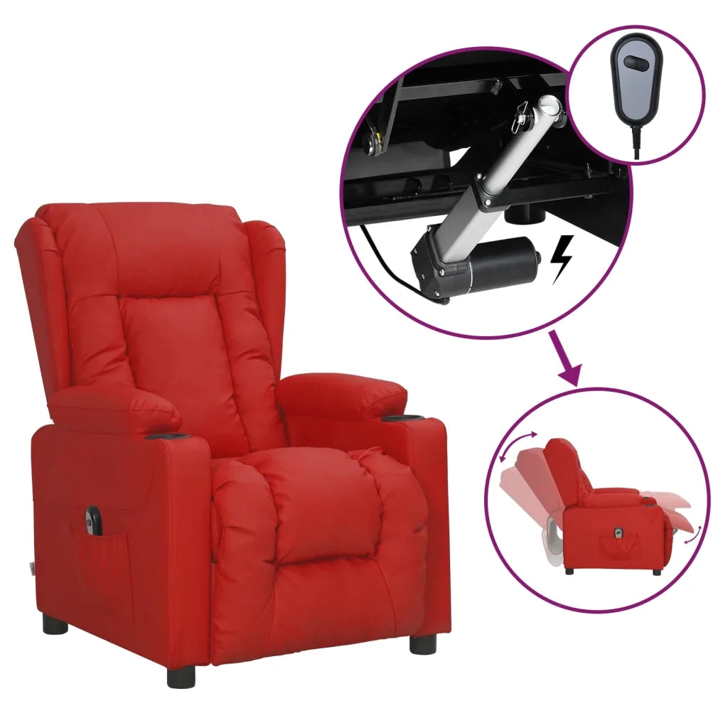 Poltrona Reclinabile Elettrica Rosso Vino in Similpelle