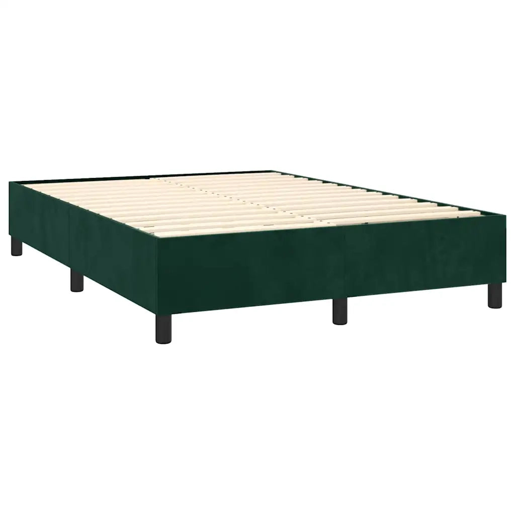 Letto a Molle con Materasso e LED Verde Scuro 140x200cm Velluto 3136188
