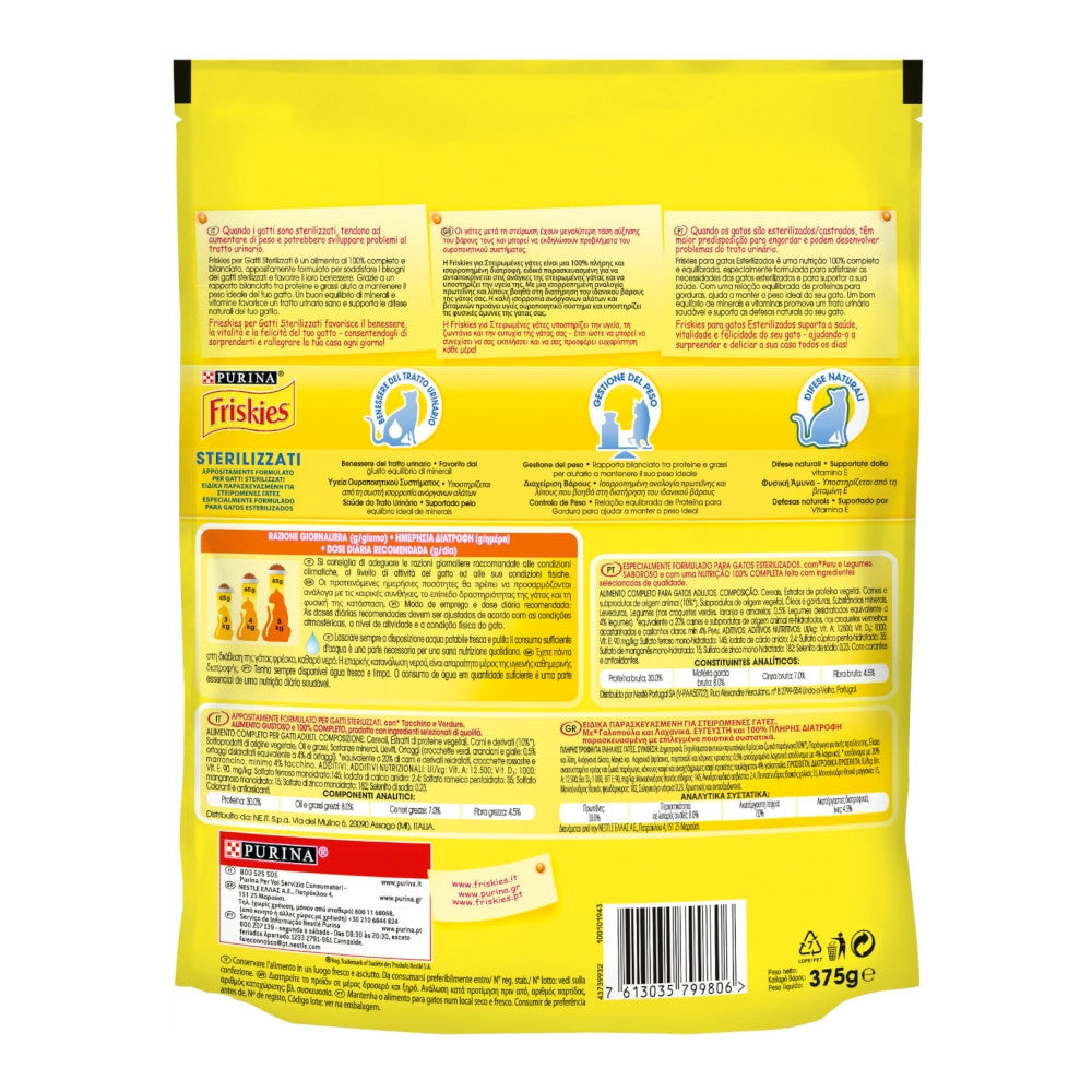 Multipack da 6 friskies gatto crocchette sterilizzati tacchino e verdure conf da 375 gr cadauna