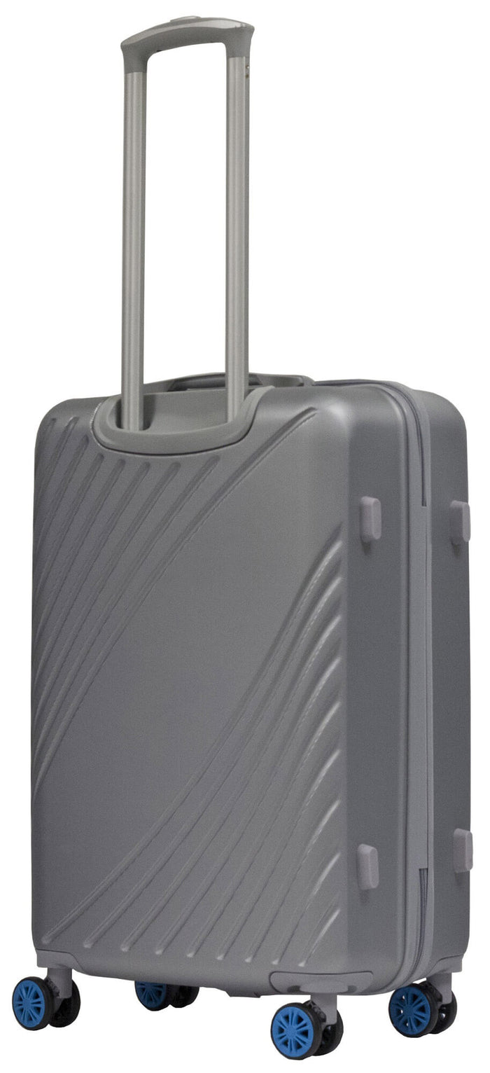 Trolley Valigia Media Rigida in ABS 4 Ruote TSA Ravizzoni Fresh Silver e Blu