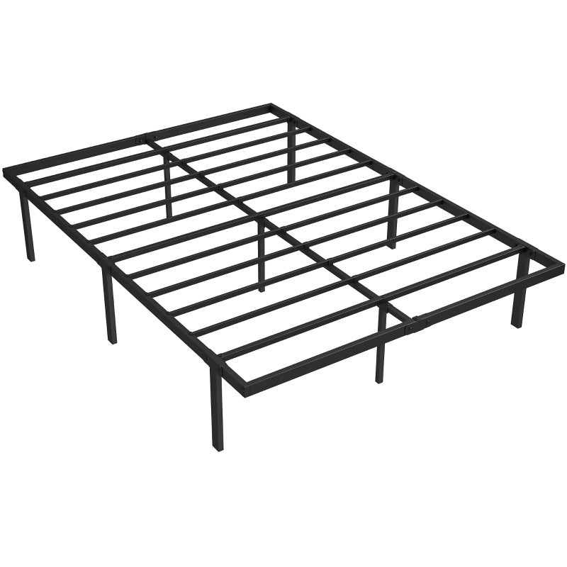 Struttura letto in metallo 140 x 200 cm, letto matrimoniale nero con spazio contenitore sotto il letto e rete a doghe, montaggio semplice