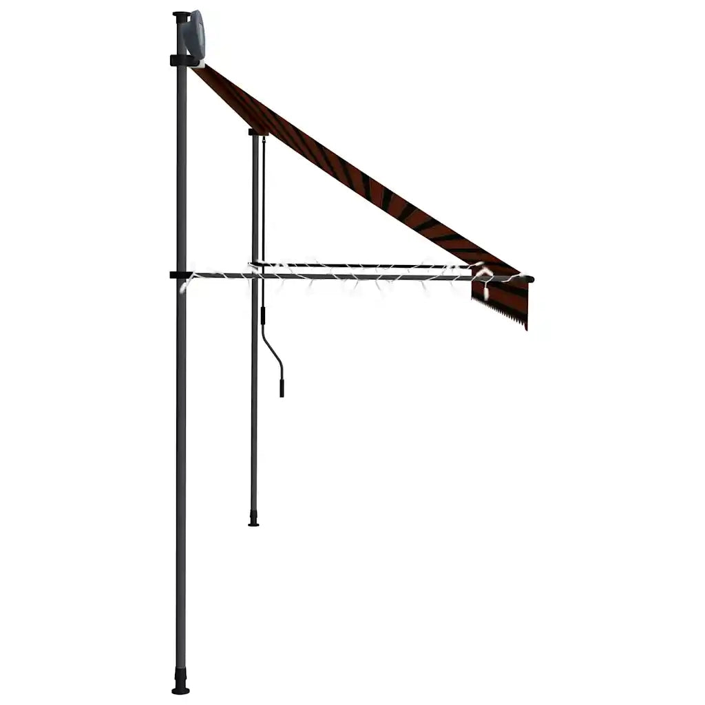 Tenda da Sole Retrattile Manuale LED-Tenda parasole per Patio 300 cm Arancione e Marrone