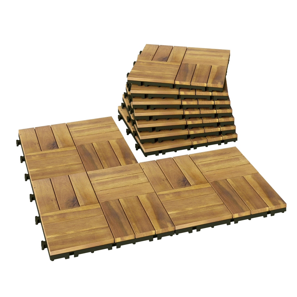 Set 10 Pezzi Piastrelle Legno Giardino Esterno 31x31 cm ¨C zephmum ¨C Antiscivolo Naturale