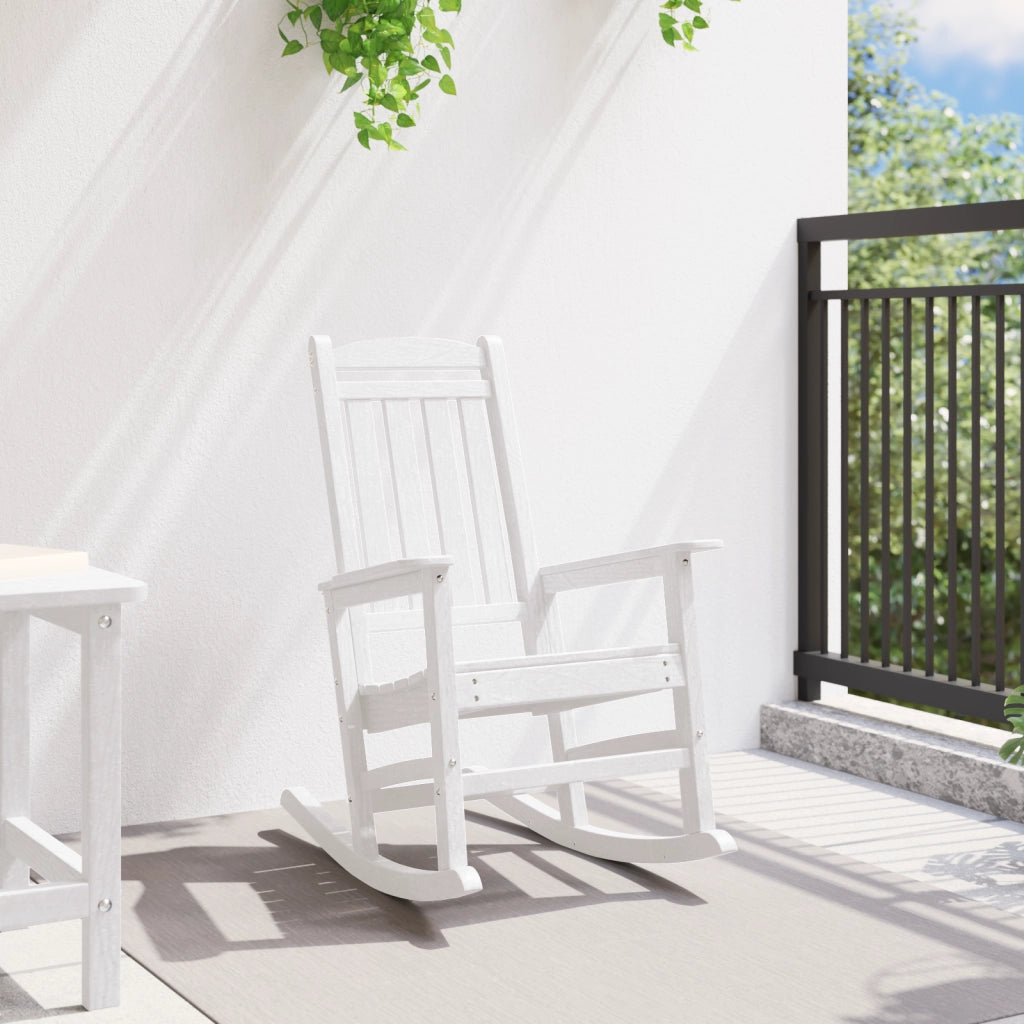 Sedia a dondolo da giardino Bianca 70x92x108 cm HDPE