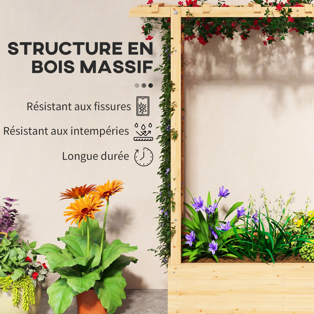 Fioriera rialzata con grigliato laterale e superiore ¨C Xylo ¨C legno naturale 110x44x113cm