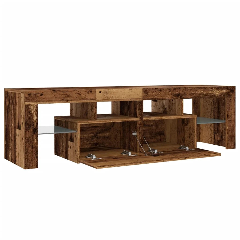 Mobile TV multimediale scaffale TV credenza mobile TV sala da pranzo soggiorno camera da letto con luci LED legno invecchiato legno ingegnerizzato marrone 02_0026839