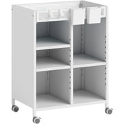 Libreria su ruote a 4 livelli in metallo bianco， regolabile