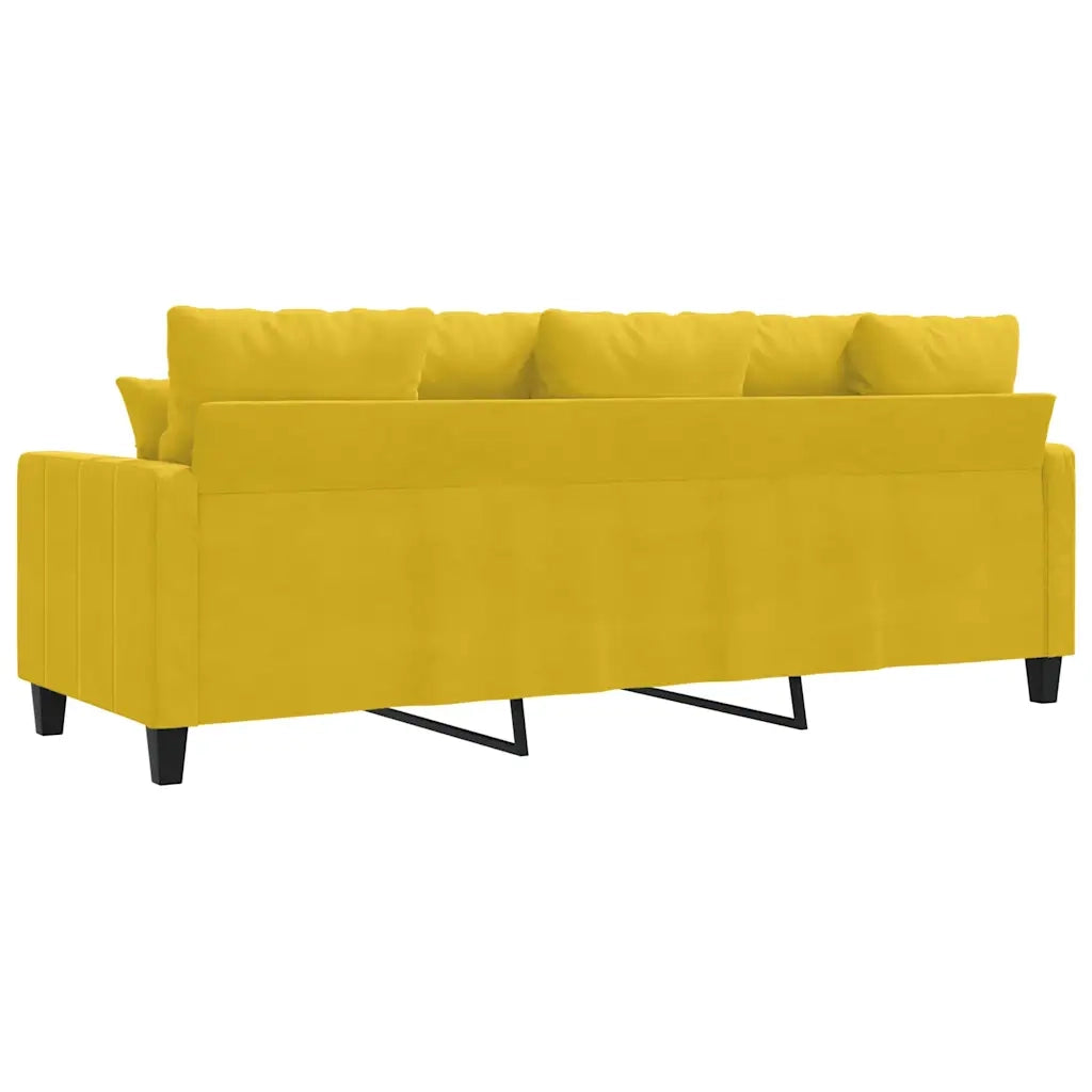 Divano | Divano da soggiorno | Sofa a 3 Posti Giallo 180 cm in Velluto