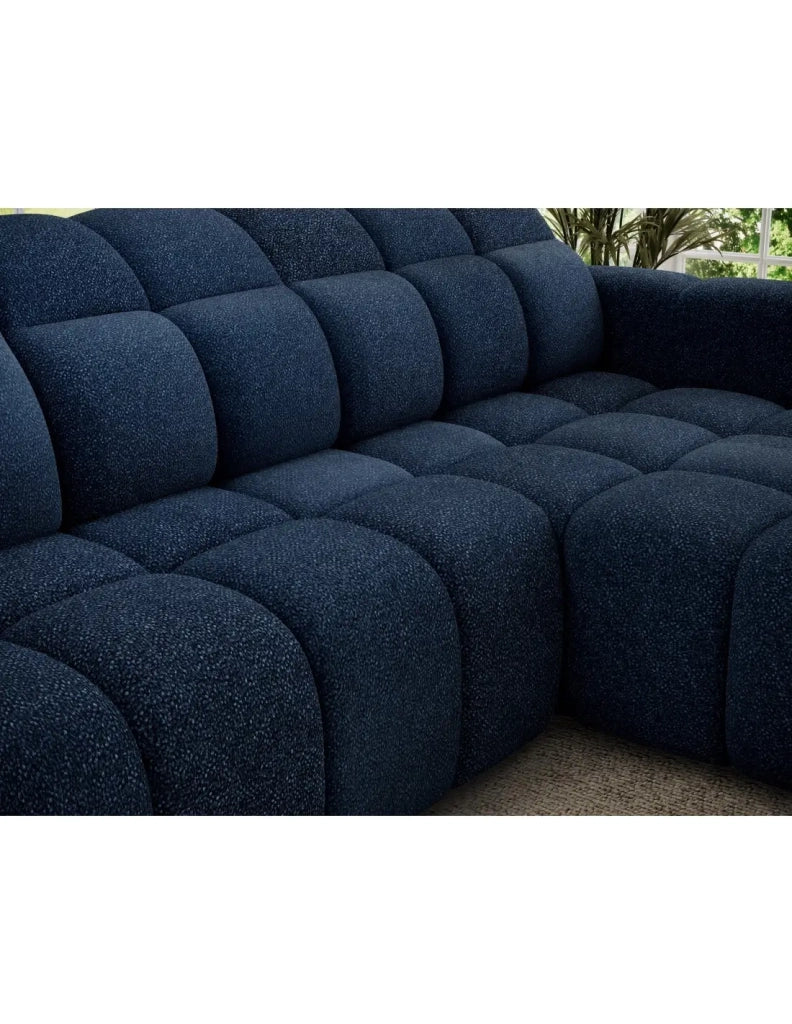Divano ad angolo elettrico FANOTI 3 posti blu scuro – angolo destro