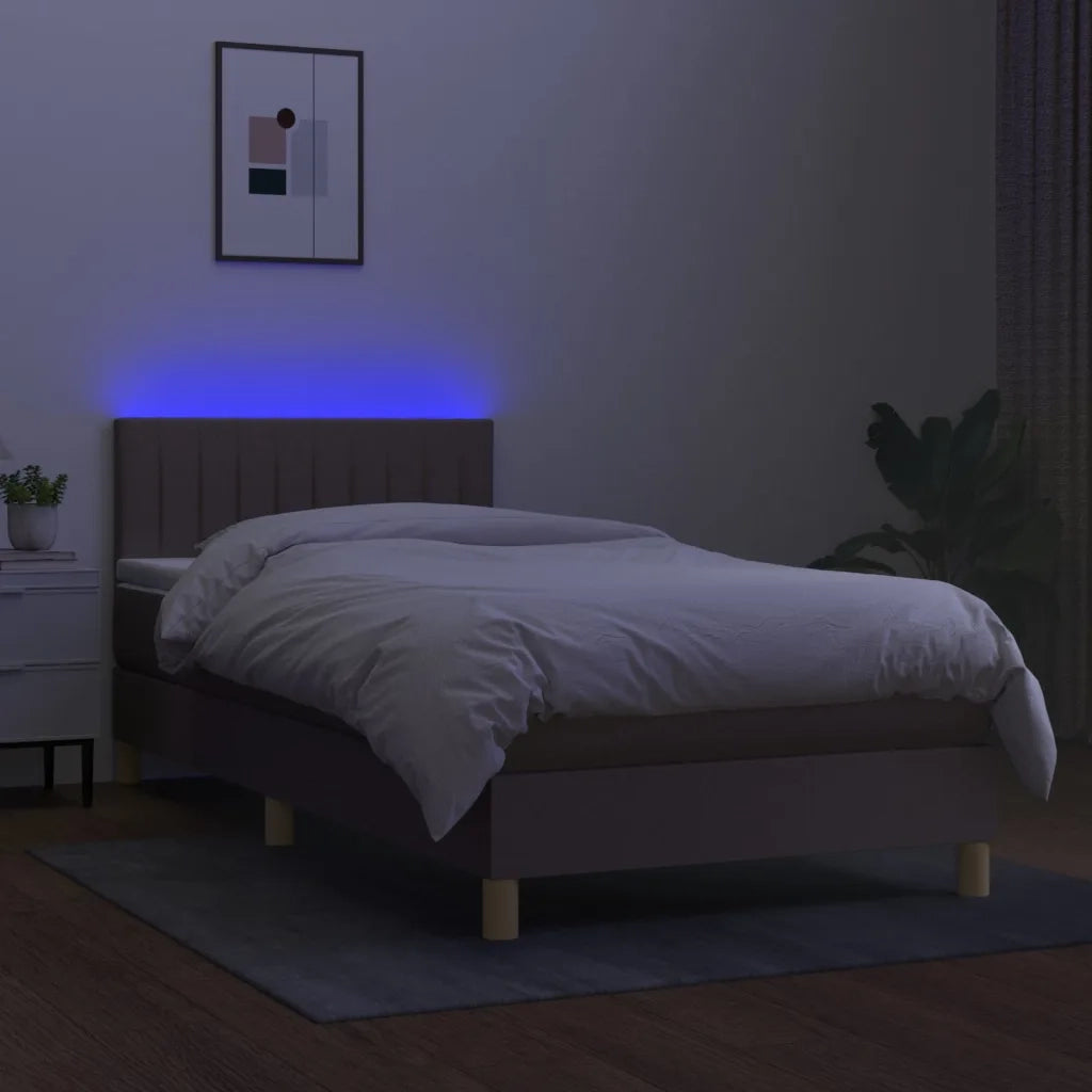 Letto a Molle con Materasso e LED-Struttura Letto con Materasso Tortora 90x200 cm in Tessuto 806134