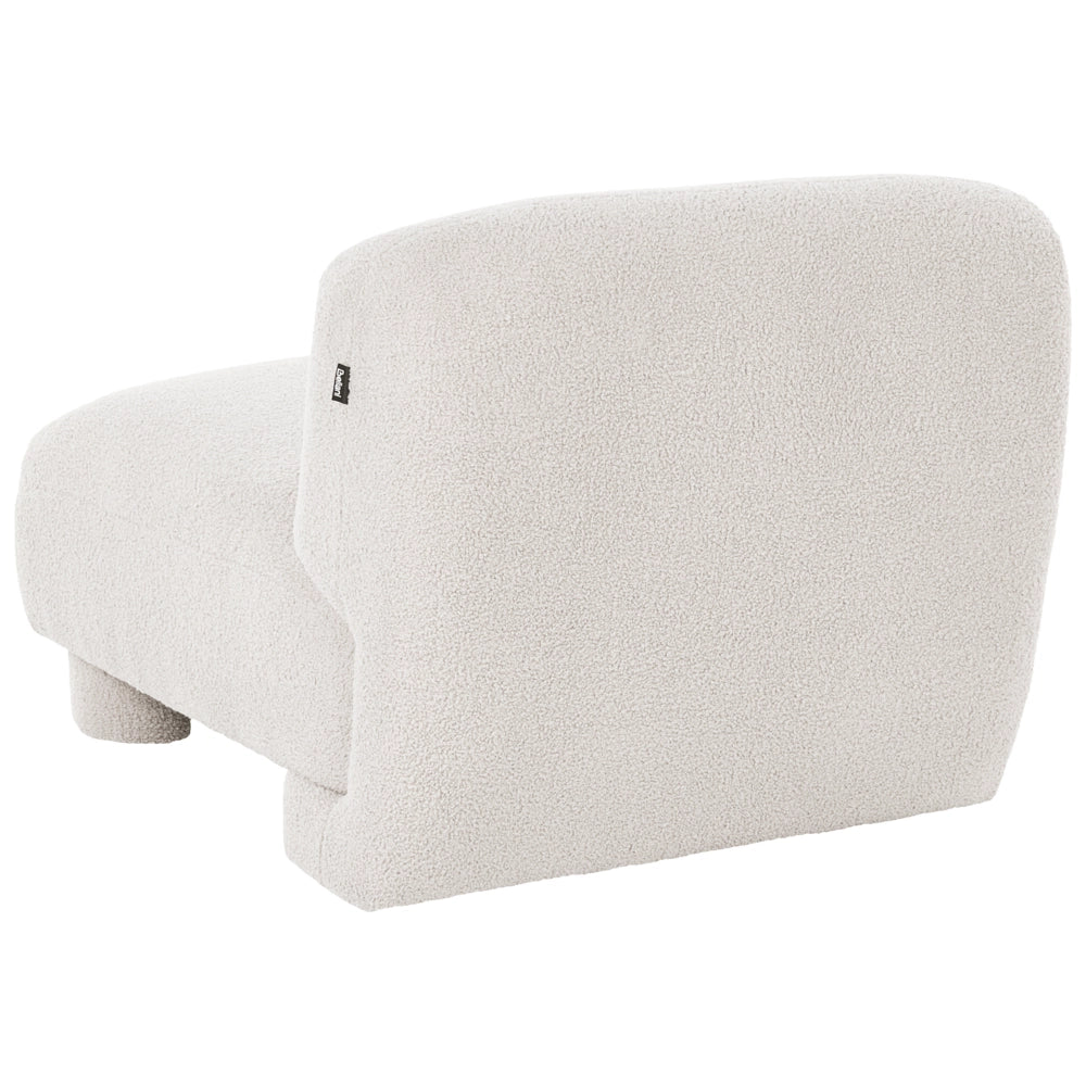 Poltrona modulare Bouclé a 1 posto, profilo ribassato senza braccioli colore bianco sporco