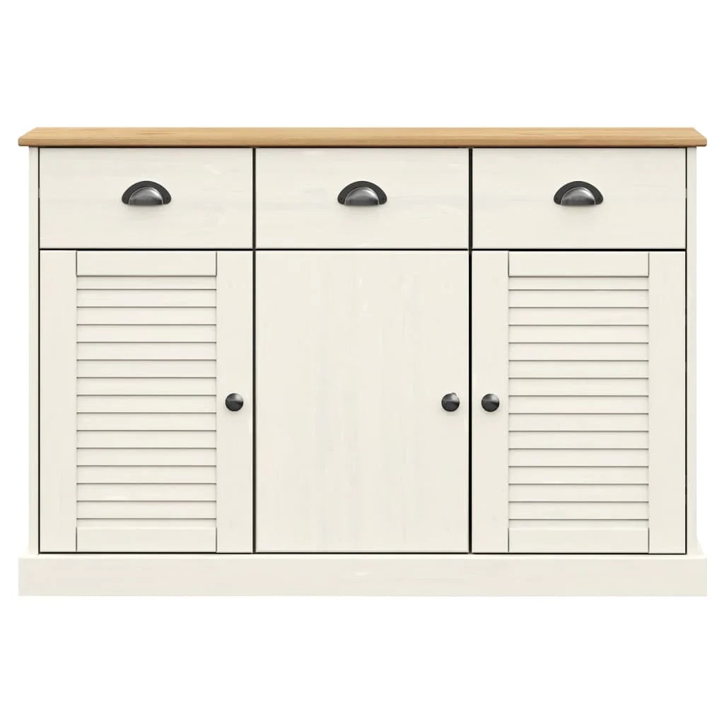 Buffet credenza cassettiera armadio mobile contenitore organizer per cucina soggiorno salotto con cassetti 113 x 40 x 75 cm legno massello di pino bianco 02_0030132