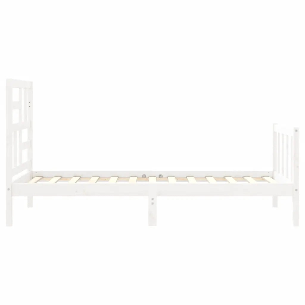 Giroletto con Testiera-Struttura Letto con testiera Bianco Single in Legno Massello 108736