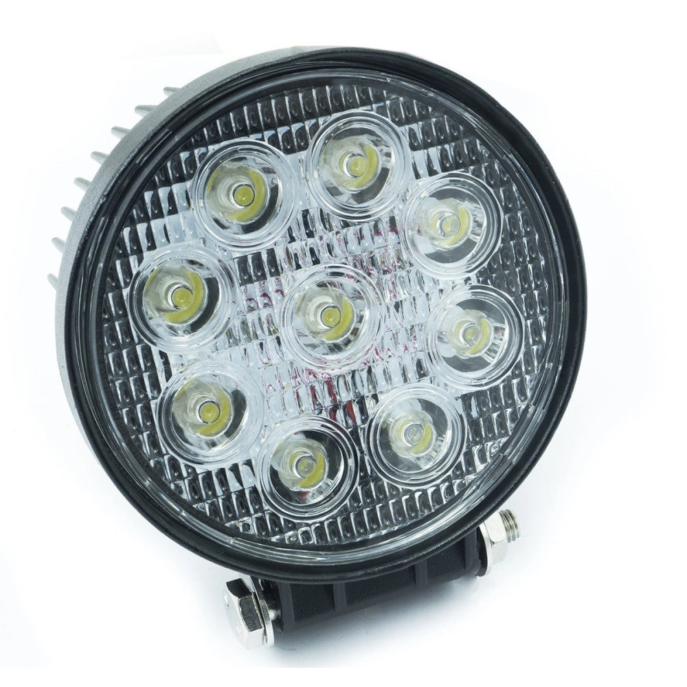 Trade Shop - Faro Supplementare Profondita' Auto Fuoristrada 12v Tondo 9 Led 27w 6000k Ip68 -