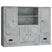 Buffet credenza cassettiera armadio mobile contenitore organizer per cucina soggiorno salotti 3 pezzi legno ingegnerizzato grigio 02_0037121