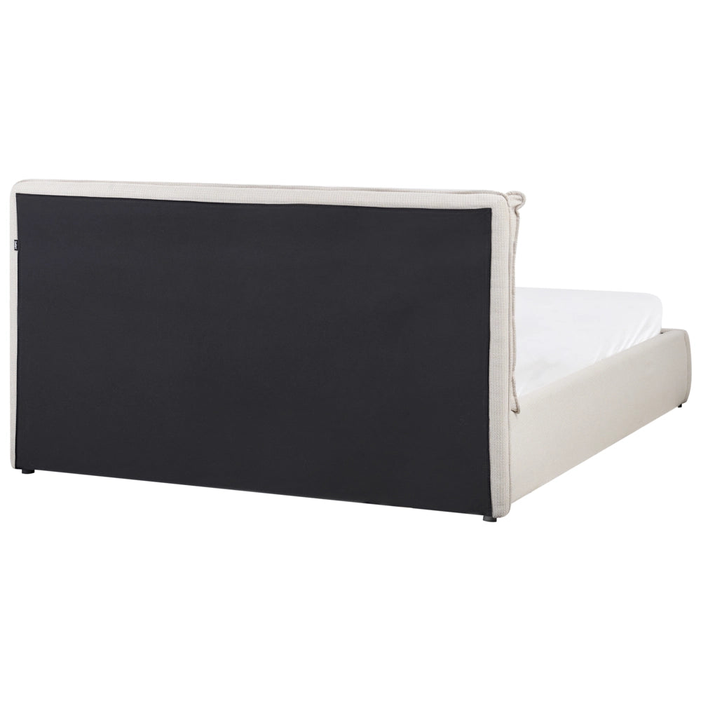 Letto matrimoniale in tessuto beige con contenitore 160 x 200 cm camera da letto moderna