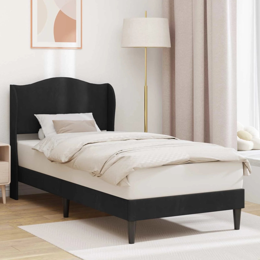 Struttura del letto con testiera Nero 90 x 200 cm Velluto 42027897