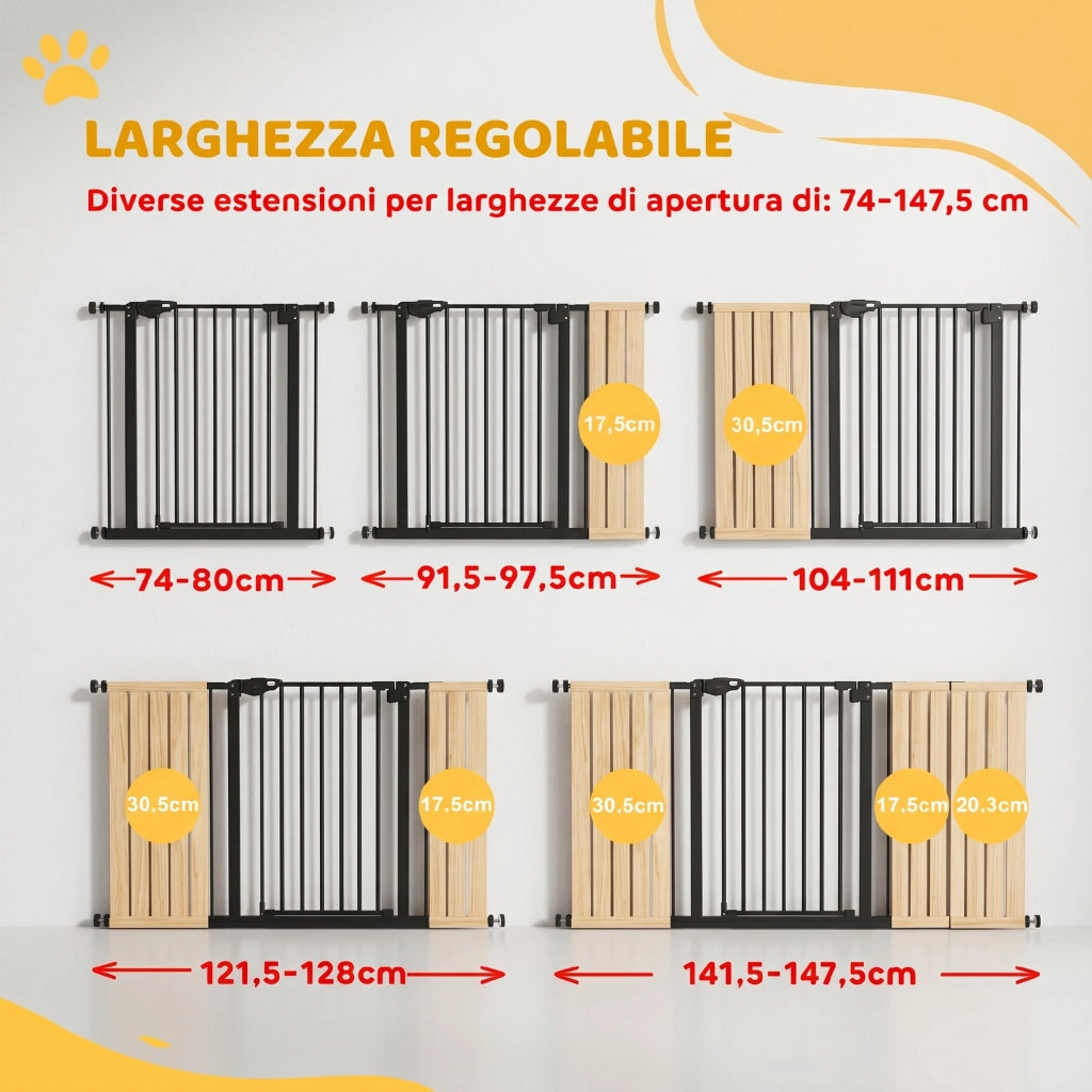 Cancellino per Cani ¨C zephmum ¨C Nero, Regolabile fino a 147.5 cm