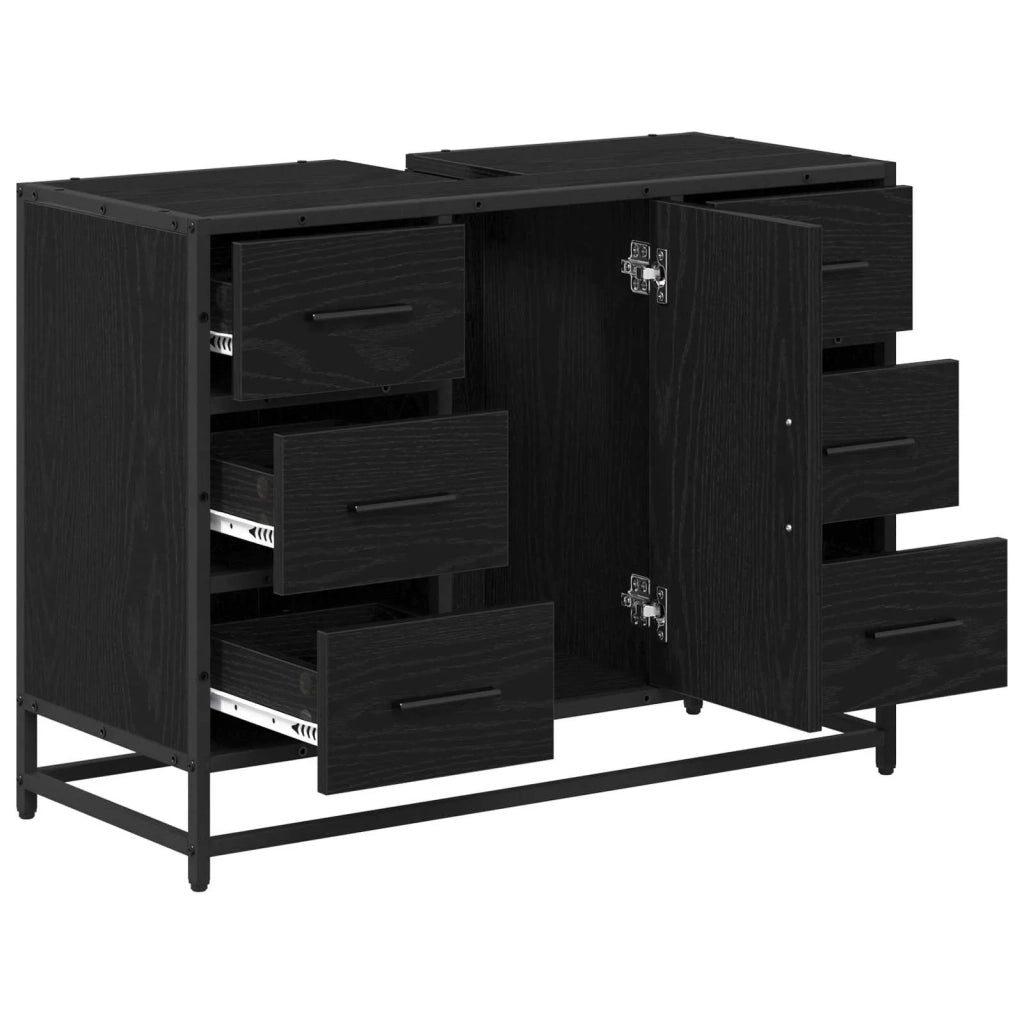 Mobile da Bagno Rovere Nero 80 x 33 x 60 cm Legno multistrato