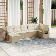 Set Divani da Giardino 7 pz con Cuscini Beige in Polyrattan 3252815