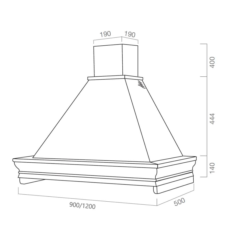 Cappa cucina rustica CLASSICA con cornice in legno Tortora cm 90